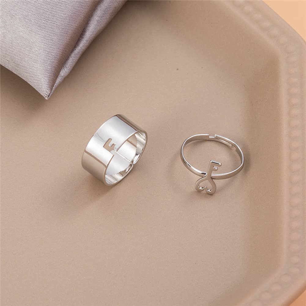 Best Friends BFF Rings for Couples - Matching Love Heart Moon Star Planet Promise Rings for Women & Men | TikTok Y2K Trendy Jewelry Gift for Anniversaries, Valentine's Day & Romantic Occasions