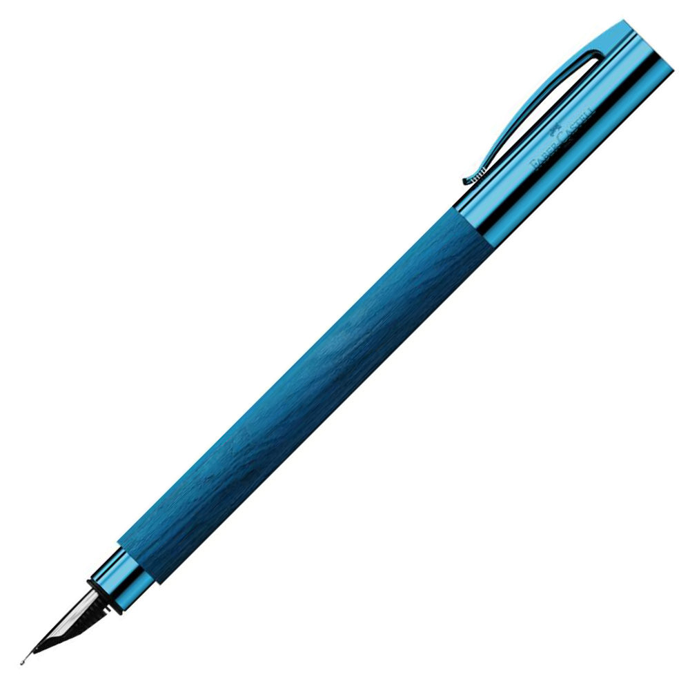 Faber-Castell Ambition Blue Wood Fountain Pen - Premium Writing Instrument for Calligraphy, Journaling & Office Use