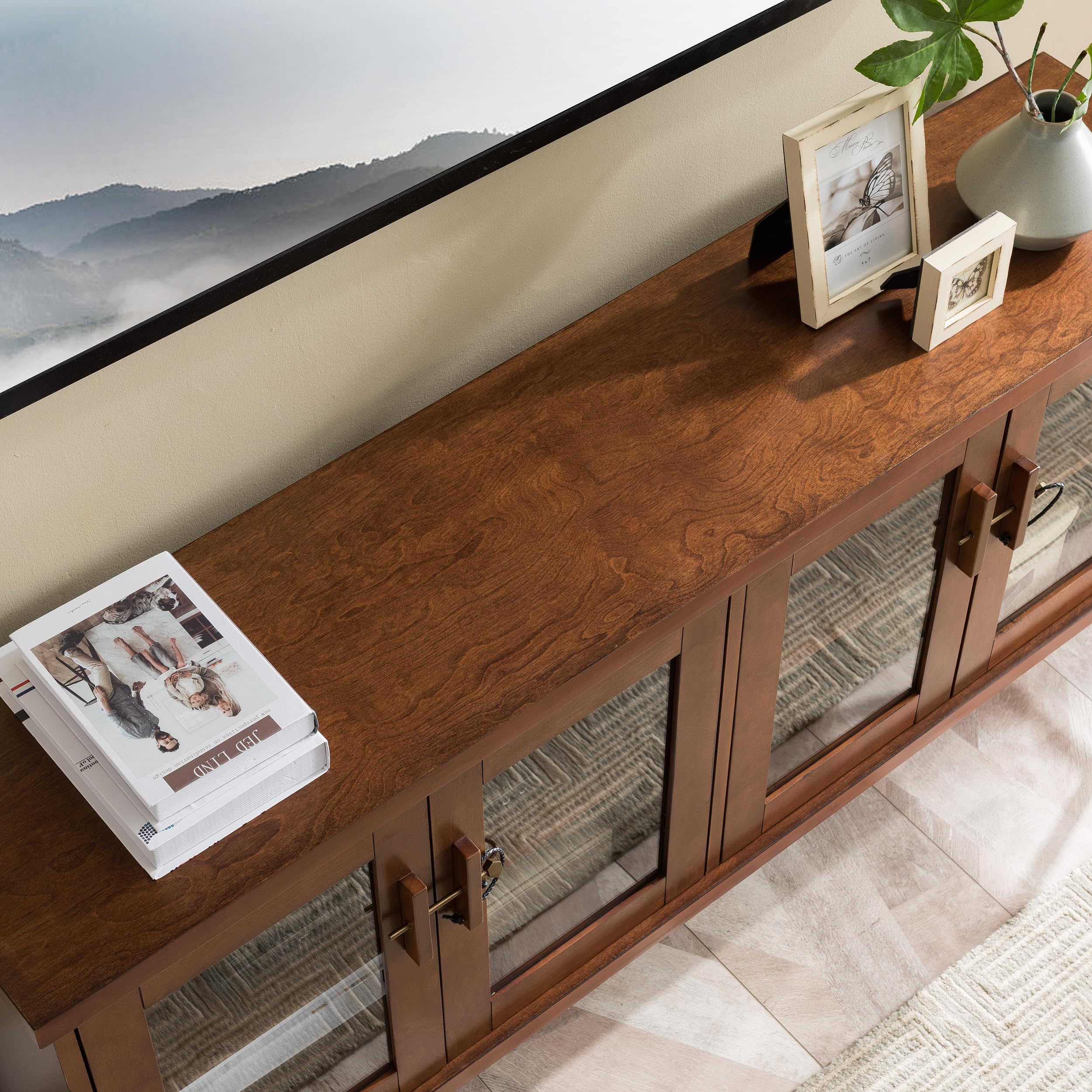 SEI Furniture Chalford TV Stand Sideboard Cabinet - Black Modern Entertainment Center for Living Room, Bedroom & Home Theater Storage