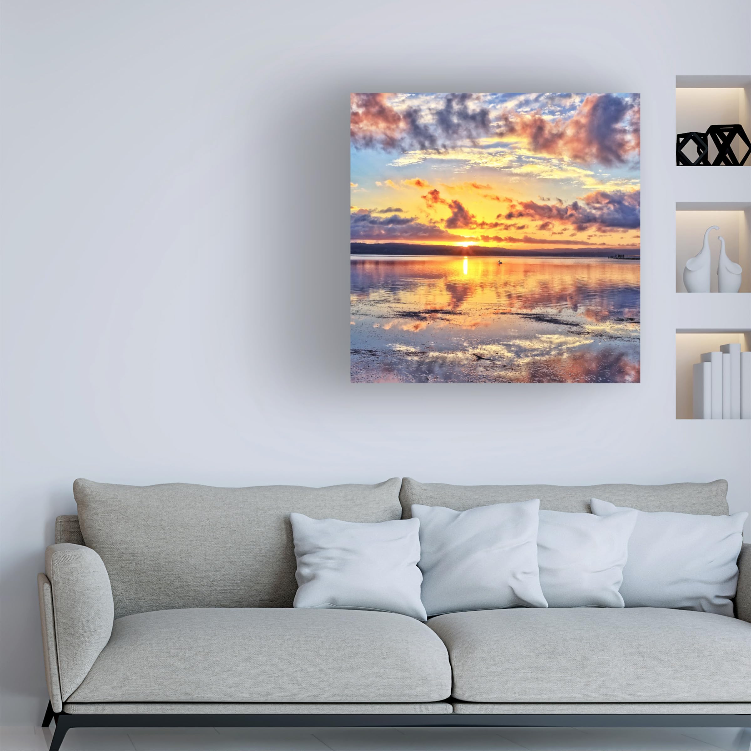 Trademark Fine Art 'Sunset In A Square' Canvas Wall Art by Beata Czyzowska - Modern Abstract Painting for Living Room, Bedroom & Office Decor