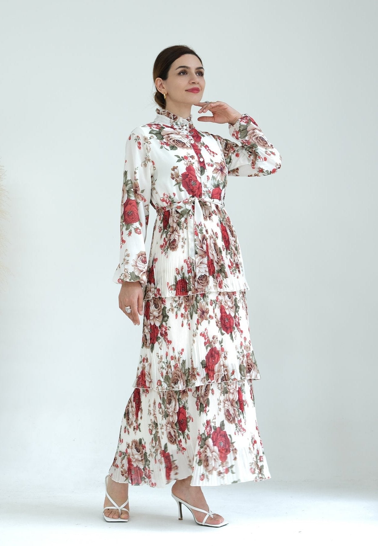 Fleur Maxi Dress - Elegant Red & Ivory Floral Summer Dress for Women | Perfect for Beach, Vacation & Casual Outings