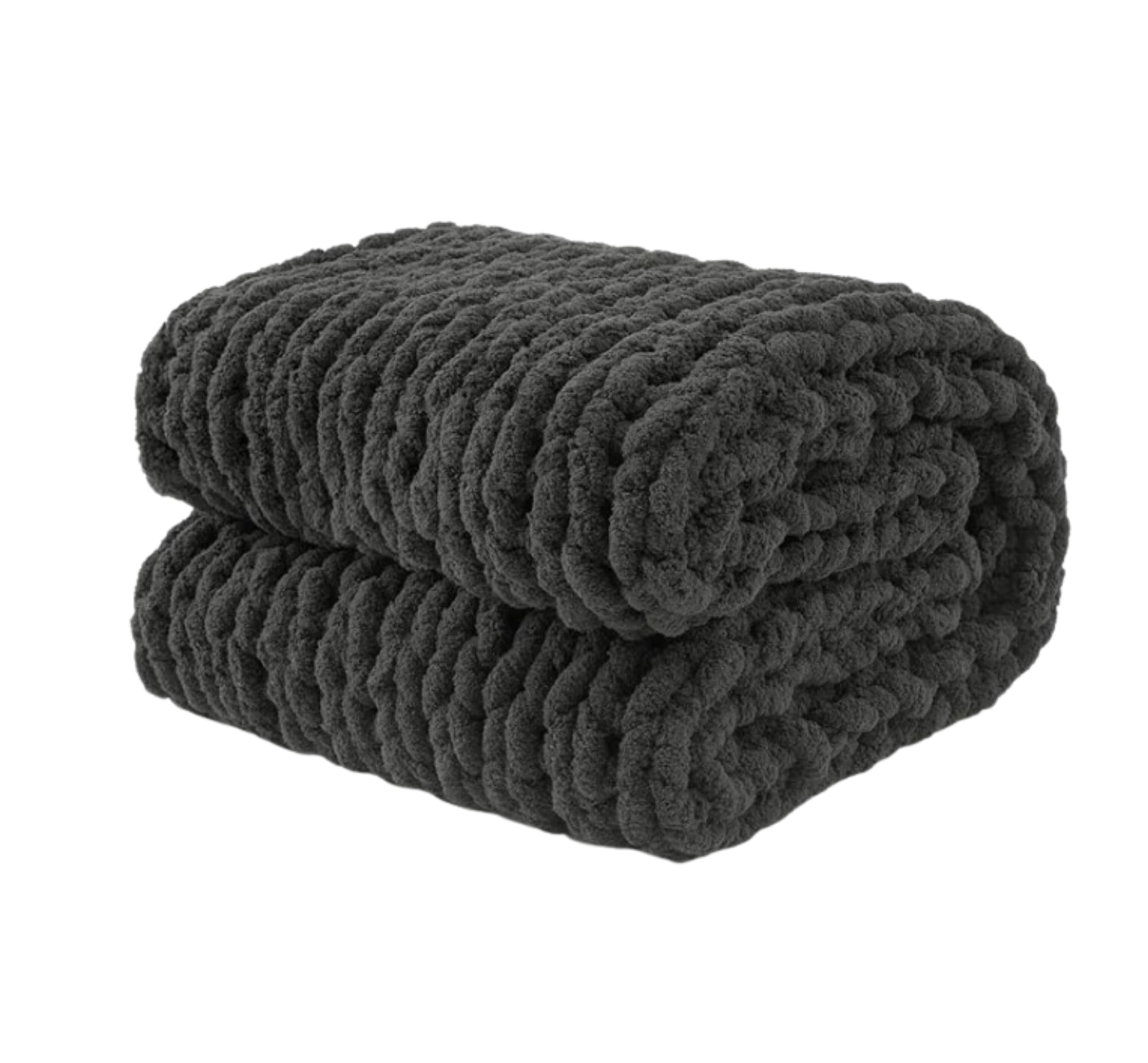 Personalized Chunky Knit Blanket Throw - Handmade Oversized Chenille Blanket with Monogram - Soft Cozy Knitted Throw for Couch, Bed & Nursery - Perfect Mother's Day Gift (50x60 inches, Gray)