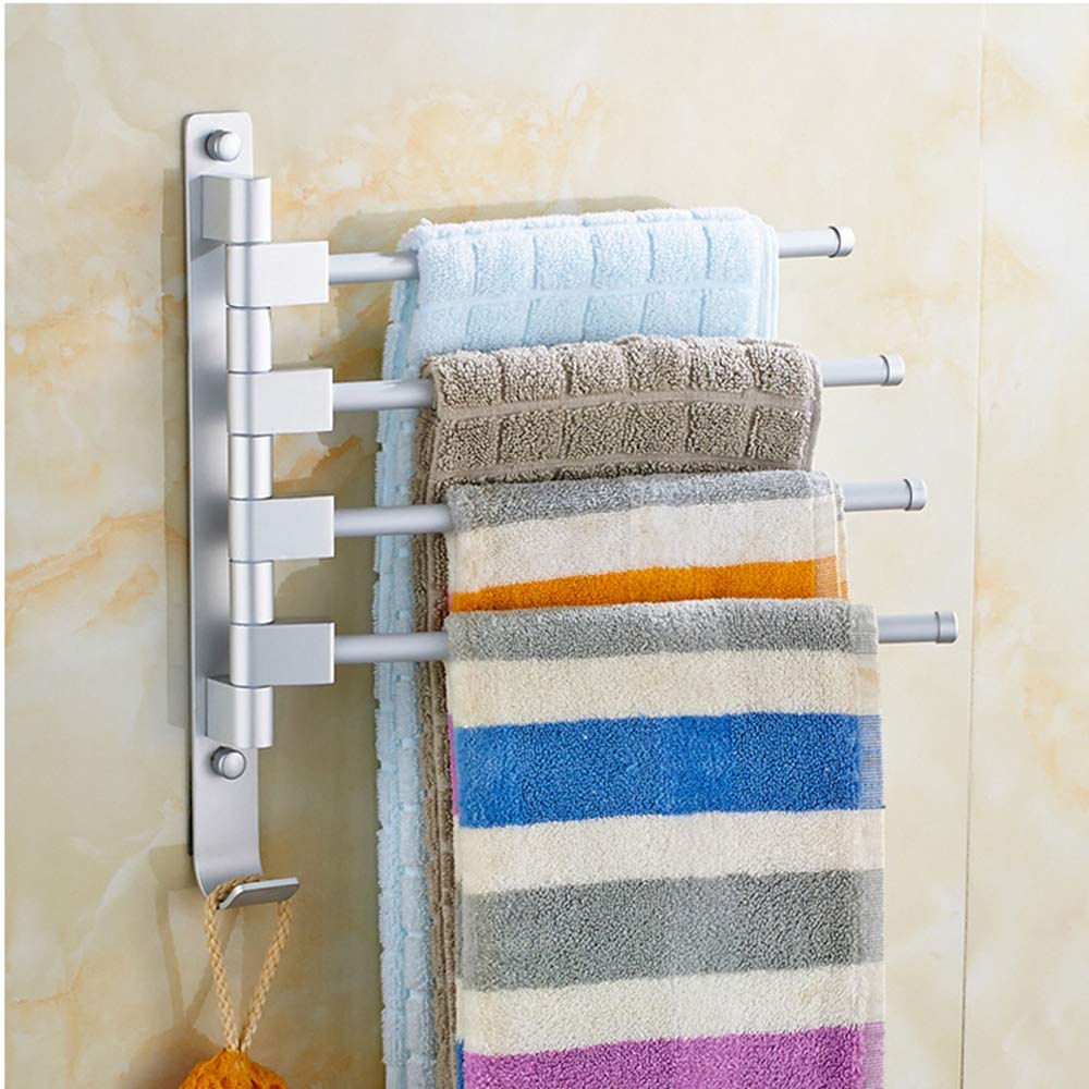 Rotating Wall-Mounted Aluminum Towel Bar - Space Saving for Bathroom