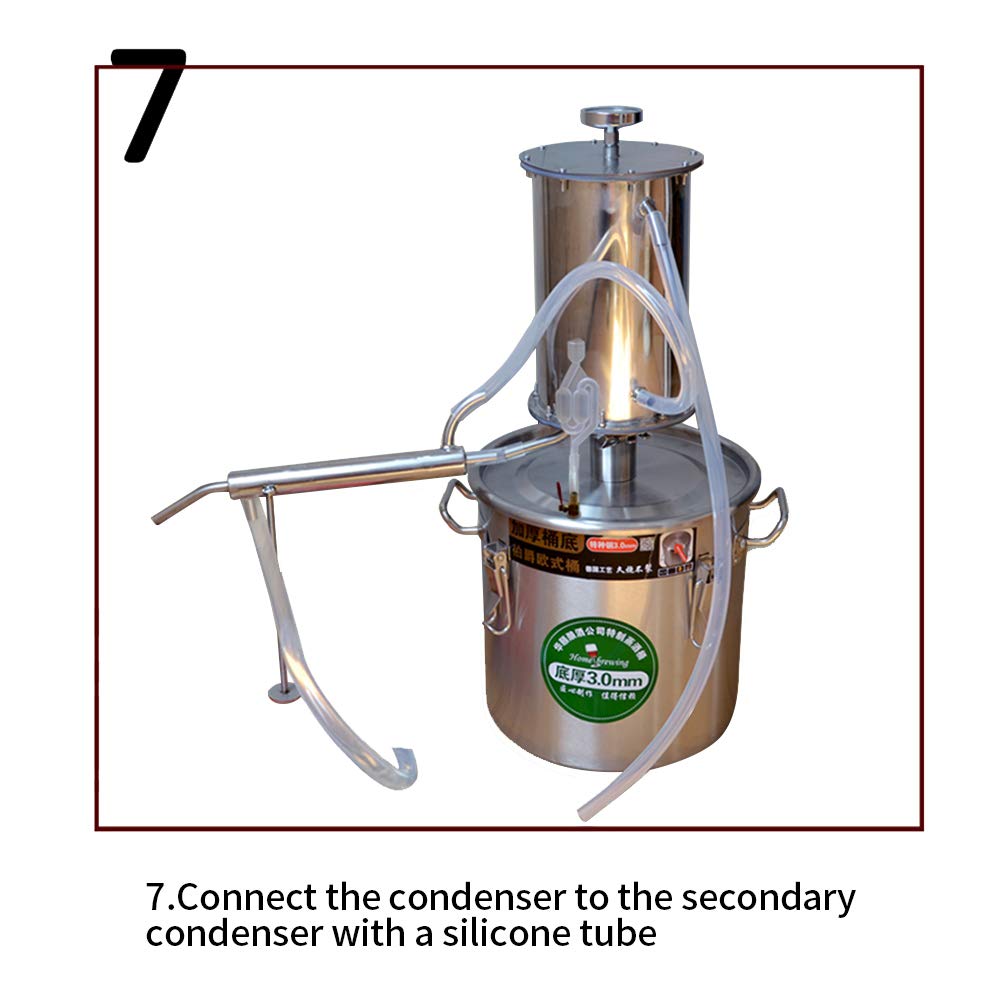 Premium Moonshine Still Kit for Home Distilling - Alcohol & Essential Oil Boiler with Built-in Thermometer - Perfect for Whiskey, Vodka, and DIY Essential Oils Making