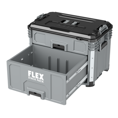 FLEX STACK PACK™ FS1106 2 Drawer Tool Box - Heavy Duty Plastic Tool Storage Organizer for Garage, Workshop & DIY Projects