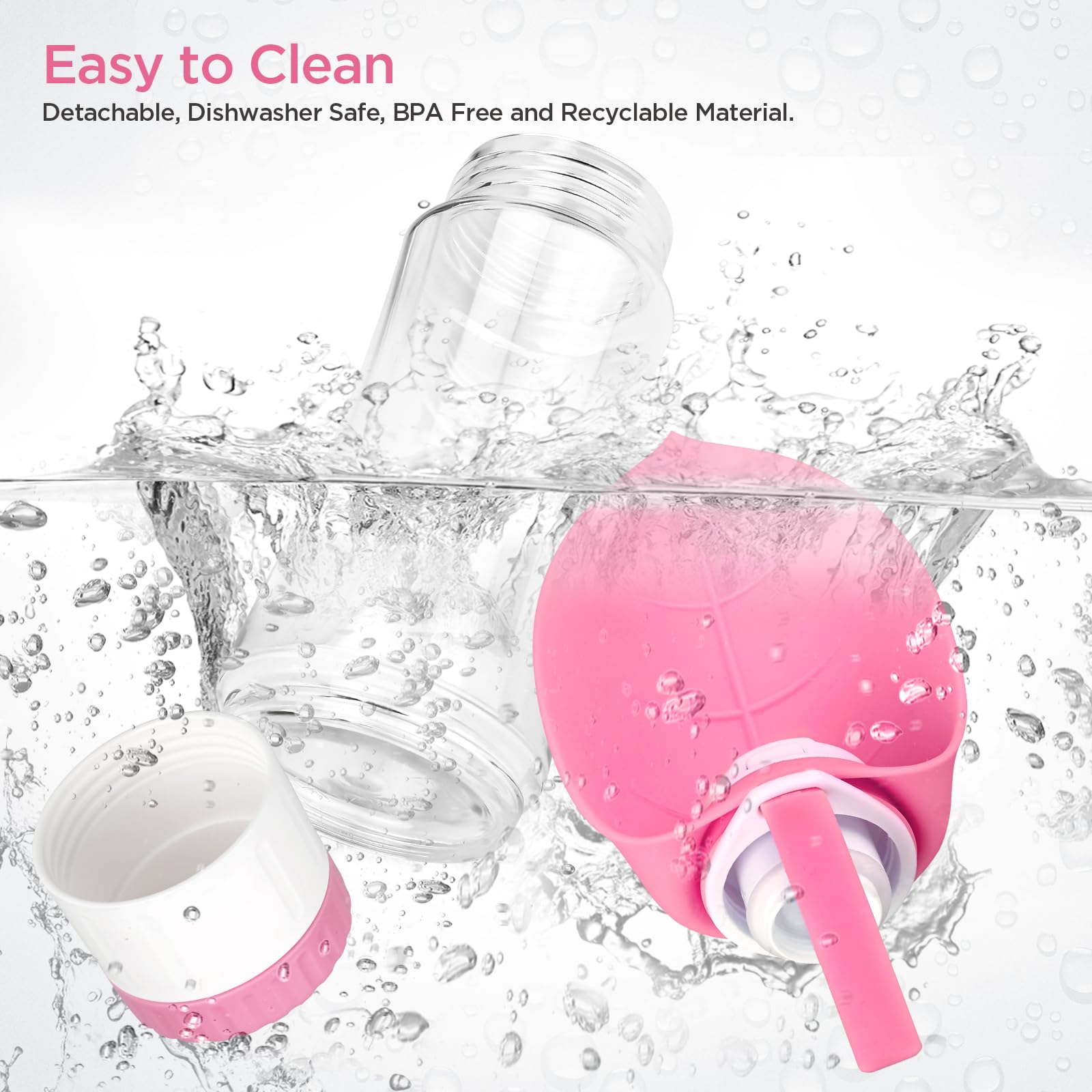 **Portable Dog Water Bottle with Food Container - Leak Proof, BPA-Free, Foldable Puppy Water Dispenser for Outdoor Walking, Travel & Hiking - Ideal for Small Dogs (Pink)**    *(Use Case: Perfect for walks, park visits, road trips, and outdoor adventures with your furry friend!)*