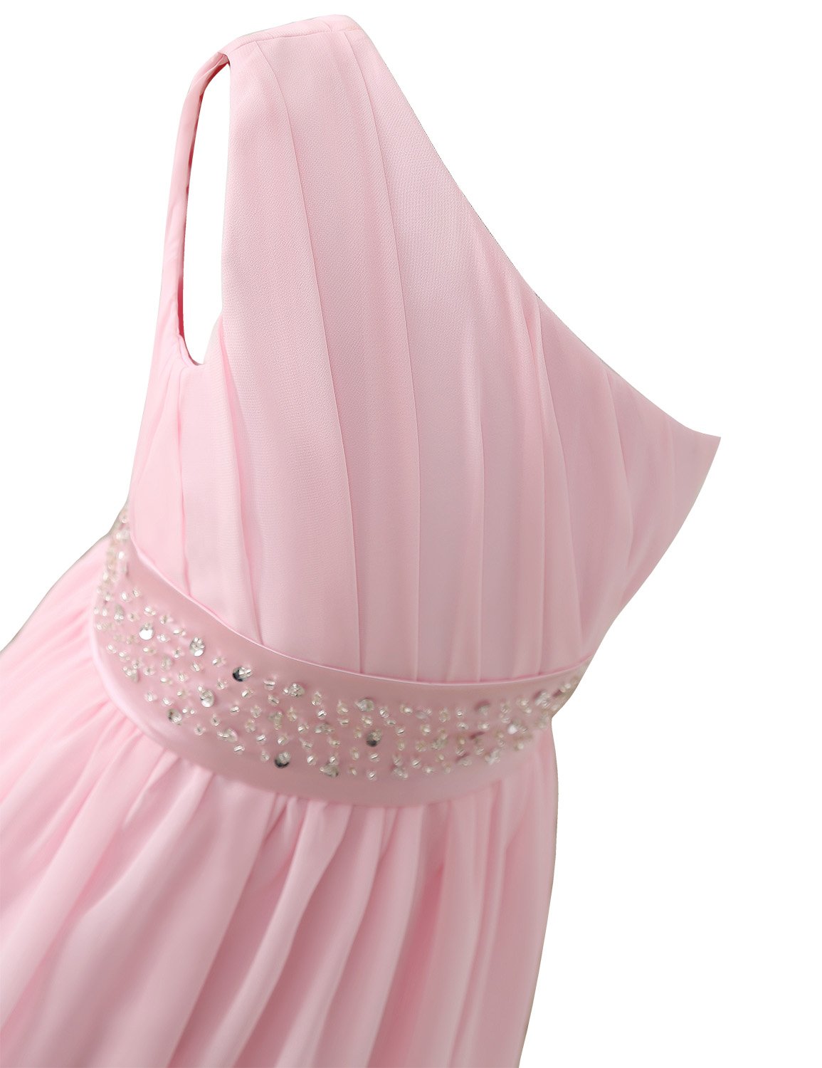Sarahbridal Girls' Flower Party Wedding Gowns | Long One Shoulder Chiffon Princess Pageant Dresses for Kids | Perfect for Flower Girl, Wedding Ceremony, Pageant & Special Occasions