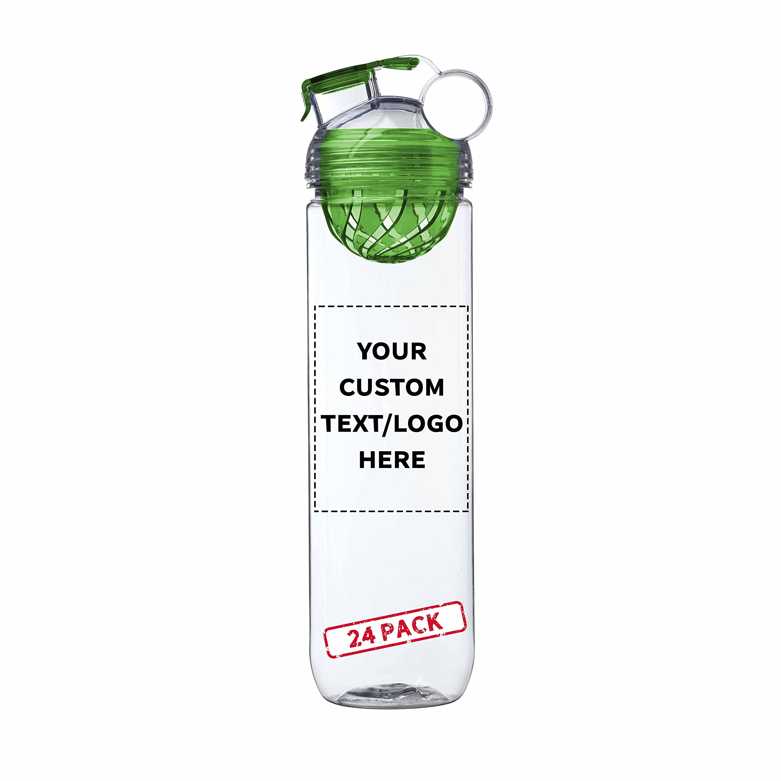 **24-Pack Gridiron Infuser Water Bottles 27oz - Custom Text & Logo - Screw-On Flip-Top Lid, Spill-Proof, BPA-Free - Lime Green - Perfect for Sports, Gym & Outdoor Activities**