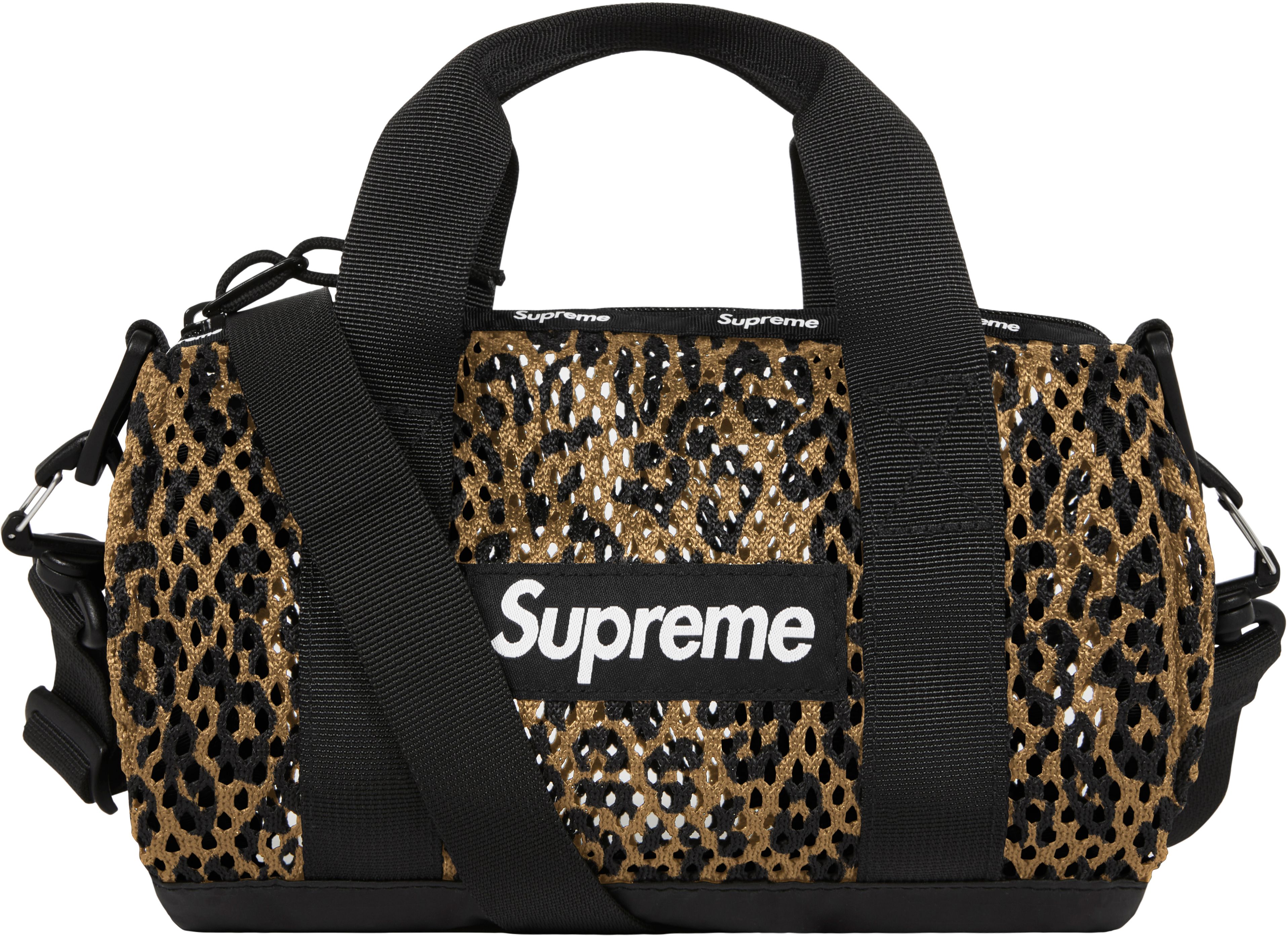 Supreme Mesh Mini Duffle Bag Leopard Print - Lightweight Travel Gym Bag for Women & Men - Perfect for Sports, Workout, Beach, and Weekend Getaways