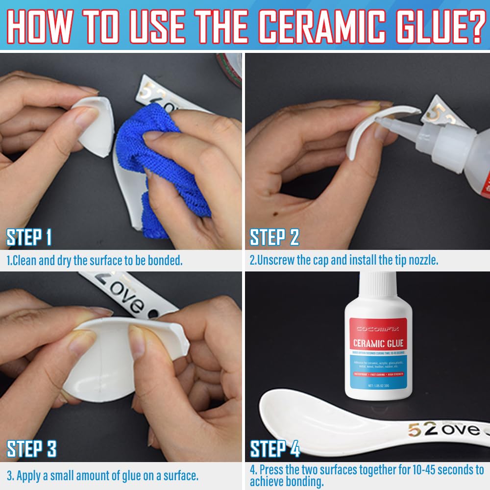Ultimate Ceramic Glue - Strong Adhesive for Ceramic & Porcelain Repair (30g) | Waterproof, Heat Resistant, Food Safe | Perfect for Kitchenware, Bathroom Tiles & Decorative Pottery Fixes