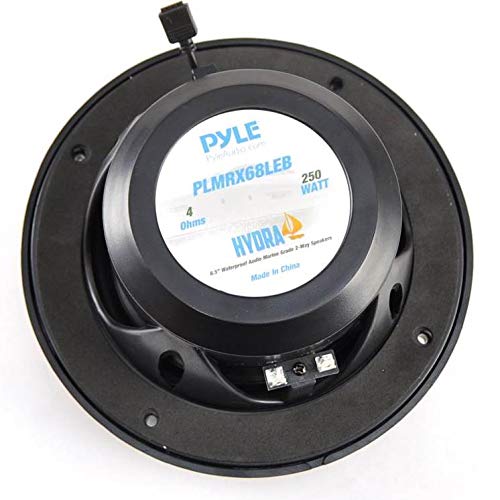 Pyle PLMRX68LEB 6.5 Inch 500 Watt Marine Boat LED Light Black Waterproof Speakers - 4 Pack for Boats, Yachts, and Outdoor Marine Audio System