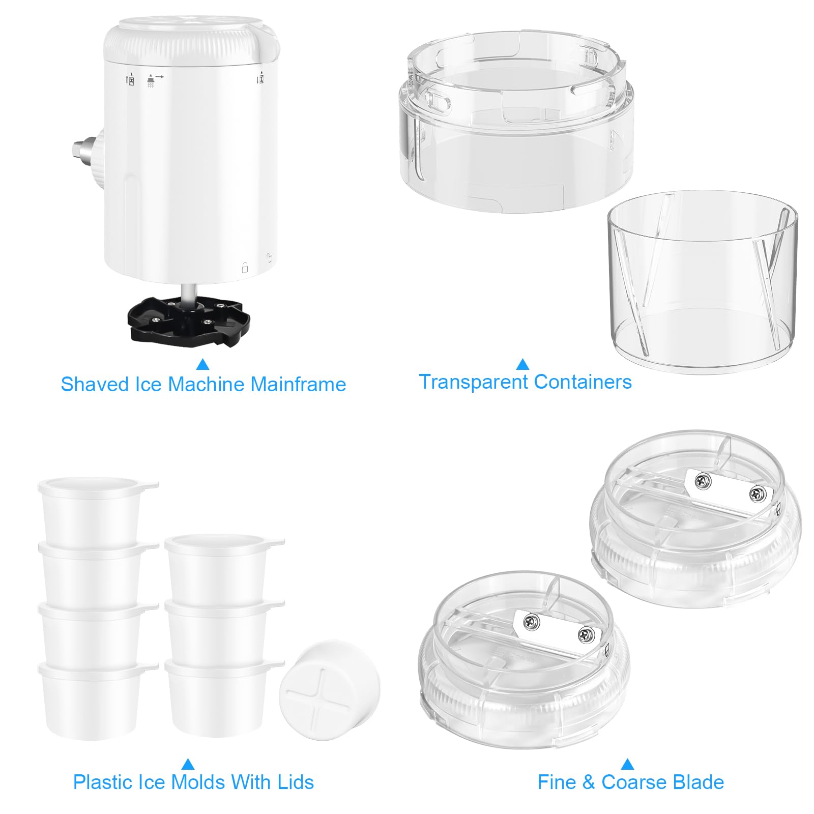 KitchenAid Stand Mixer Ice Shaver Attachment with 8 Ice Molds - Coarse & Fine Blades for Snow Cones, Shaved Ice & Frozen Treats - Perfect for Summer Parties, Dessert Bars & Home Snacking