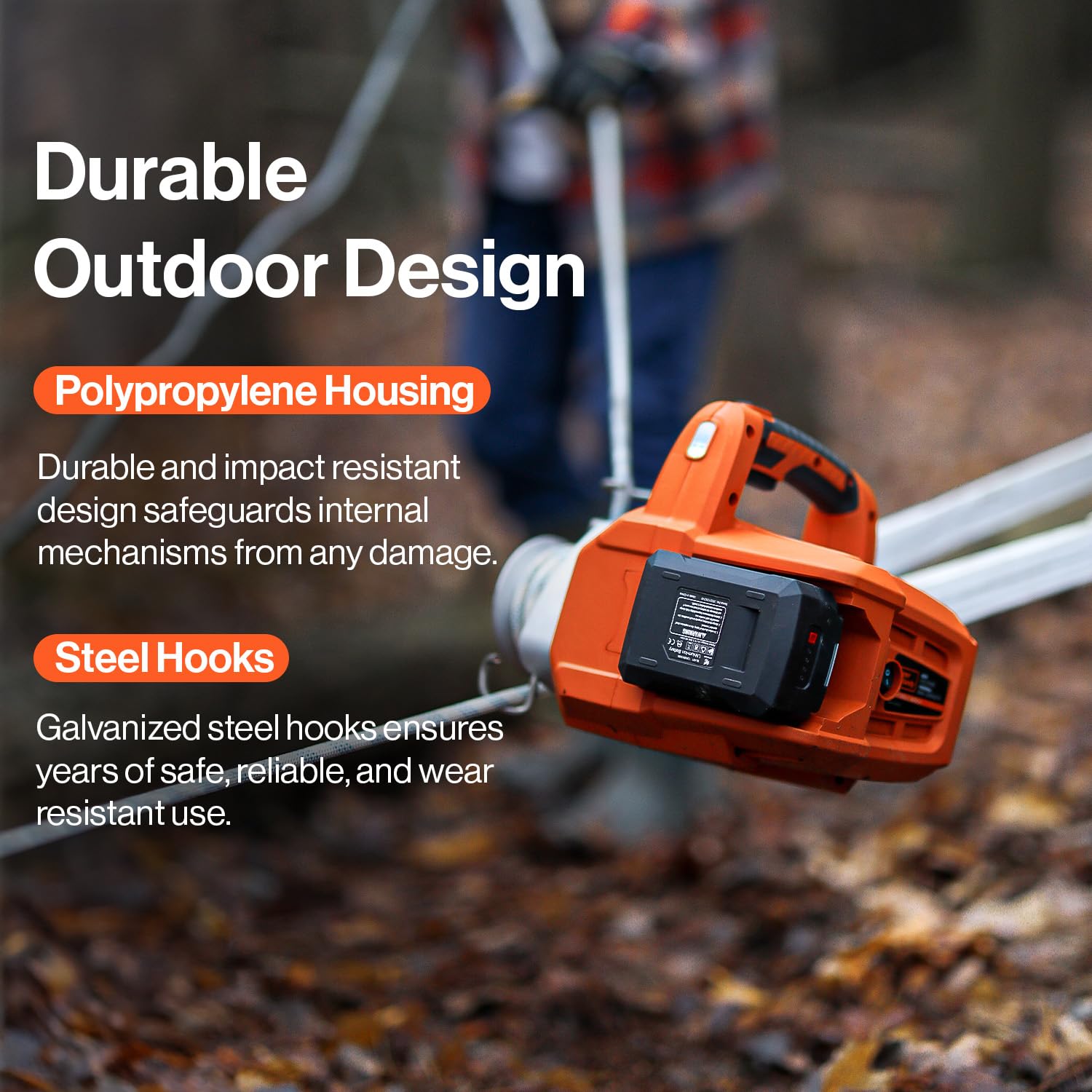 SuperHandy Electric Portable Capstan Winch with Brushless Motor - 2000 lbs Max Pulling Capacity, 100ft Low-Stretch Rope, Battery & Charger Included - Perfect for Off-Road Recovery, Tree Pulling, Hunting & Outdoor Adventures