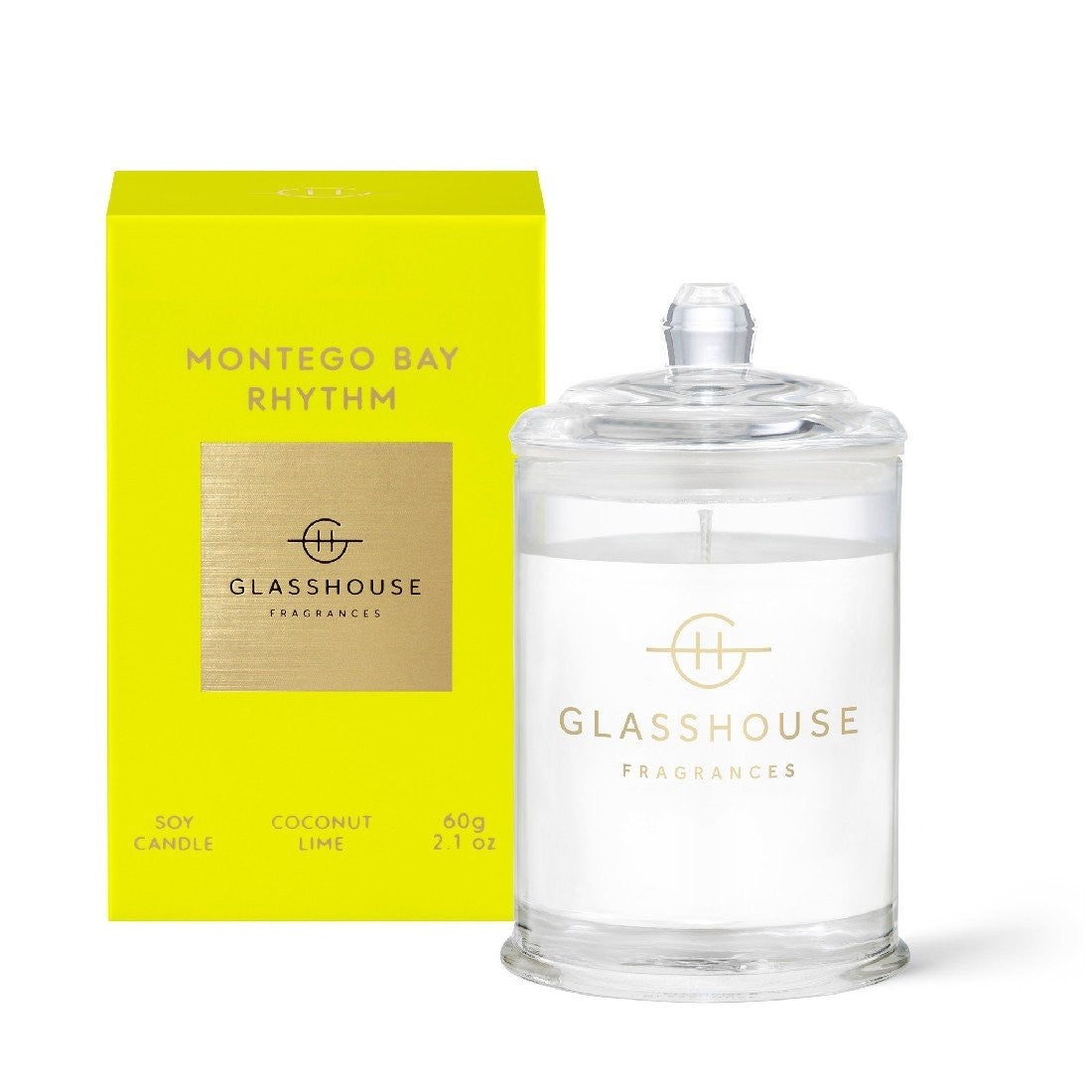 Glasshouse Fragrance Montego Bay Rhythm Scented Candle 60g - Tropical Coconut & Vanilla Aroma for Home, Spa, and Relaxation