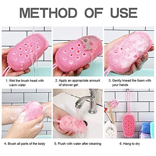 Premium Silicone Body Scrubber & Massage Brush with Built-in Shampoo Dispenser - Exfoliating Shower Brush for Men, Women & Kids - Soft Bath Accessories for Spa-like Skin Care at Home (Ideal for Sensitive Skin & Daily Exfoliation)
