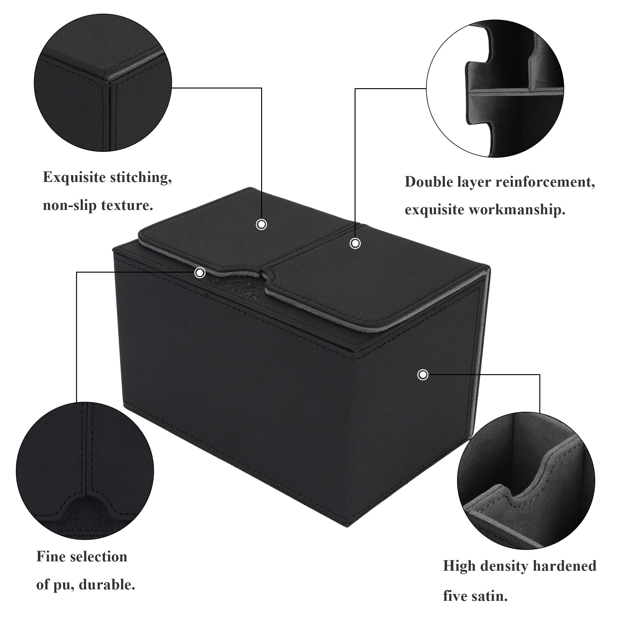 Premium PU Leather MTG Deck Box with Dice Tray - Holds 150+ Sleeved Cards, Magnetic Closure for TCG/CCG (Black) - Perfect for Magic: The Gathering, Commander Games & Card Storage