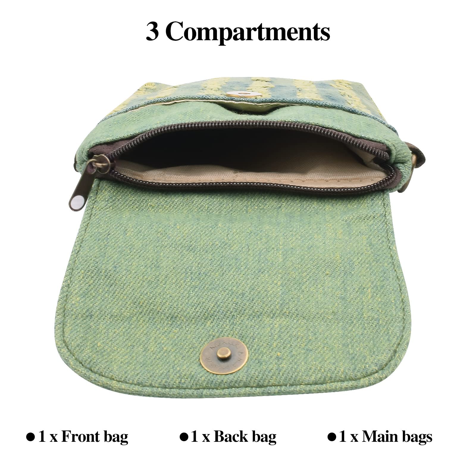 WITERY Small Canvas Crossbody Phone Purse Wallet - Handmade Adjustable Shoulder Strap Cute Cell Phone Bag for Women | Perfect for Travel, Shopping & Everyday Use