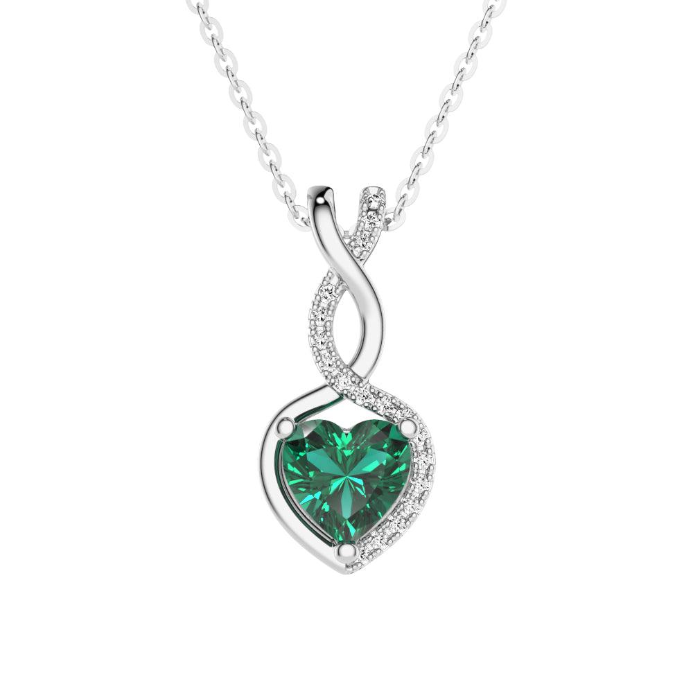 1 CT. Emerald Infinity Heart Pendant with Diamonds - Elegant Jewelry for Women, Gift for Anniversary, Valentine's Day & Special Occasions