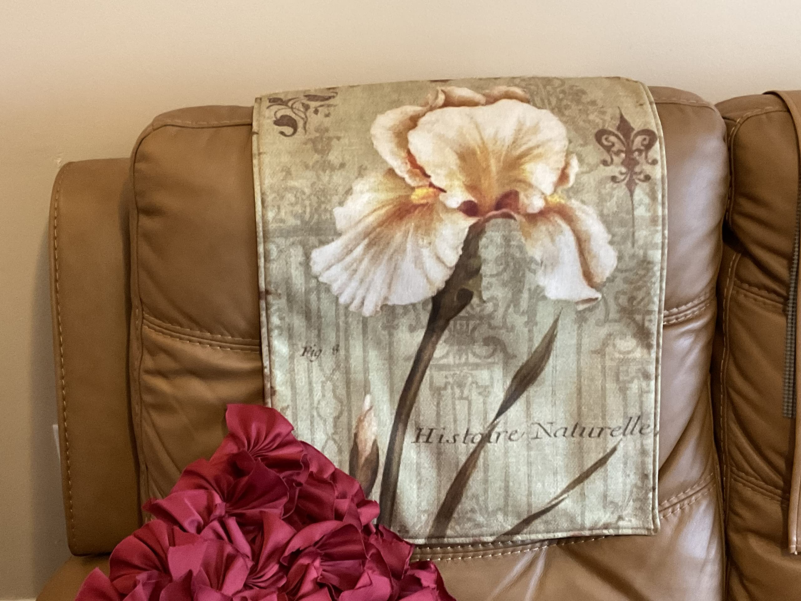 Natural Iris Headrest Cover - Reversible Furniture Slipcover Protector for Sofas, Loveseats, Recliners & Office Chairs - Home Decor Accent Accessory (Perfect for Living Room, Theater & Office Use)