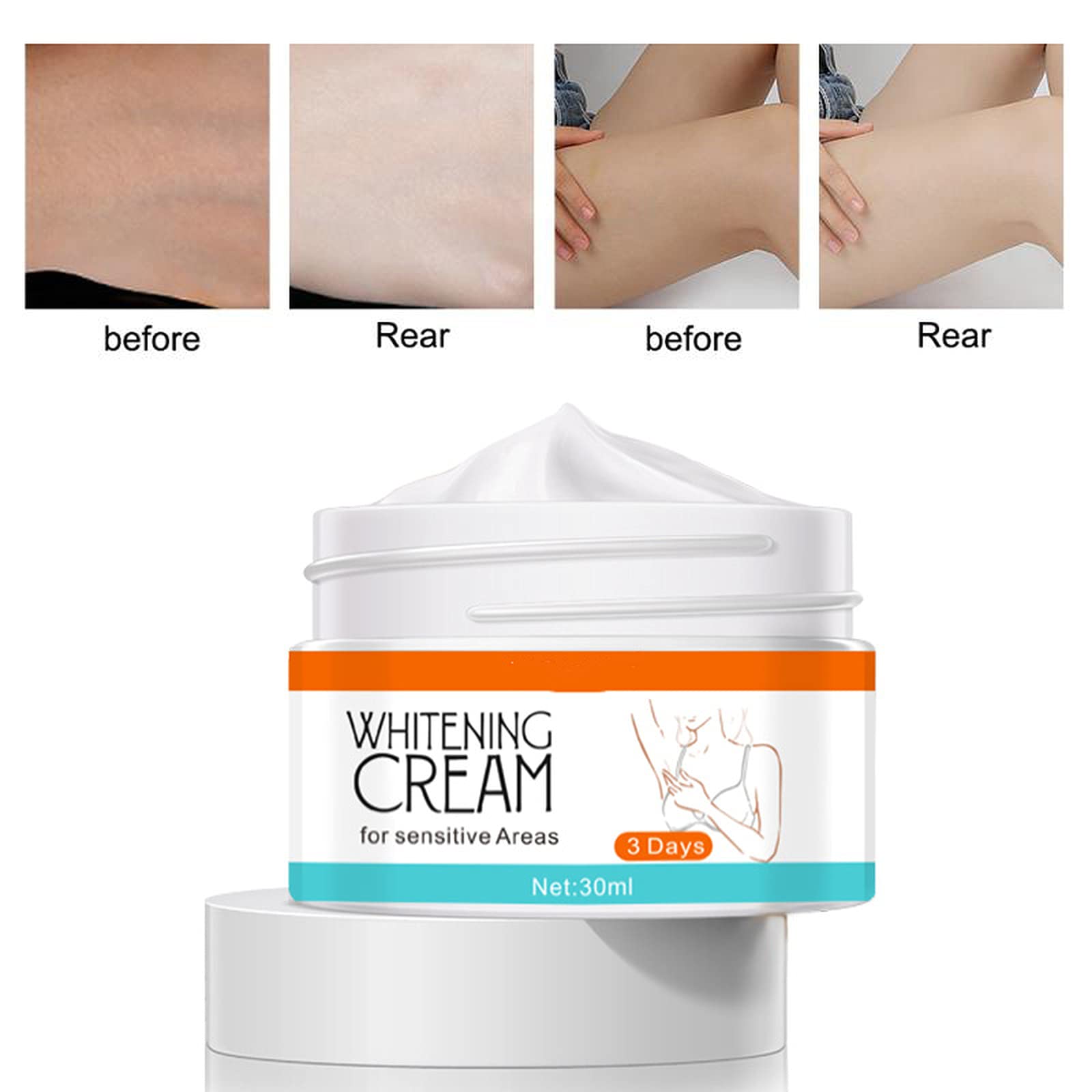 2 Pcs Whitening & Lightening Cream for Underarms, Knees, Elbows - Skin Brightening & Bleaching Treatment - Dark Spot Corrector for Smooth Even Tone - Perfect for Daily Body Care & Sensitive Areas