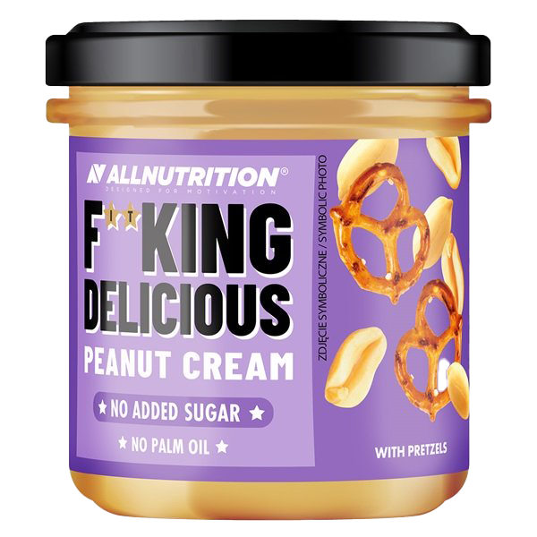 Allnutrition Fitking Delicious Peanut Butter with Pretzels - 350g Protein Snack for Fitness, Keto Diet & Healthy On-the-Go Energy Boost