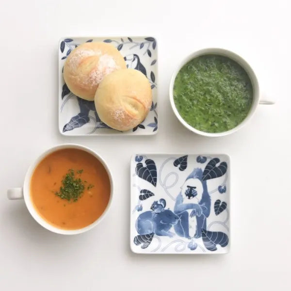 Premium Japanese Hasami Yaki Square Small Plates - Set of 5 Animal Design Ceramic Dishes for Sushi, Desserts & Home Decor