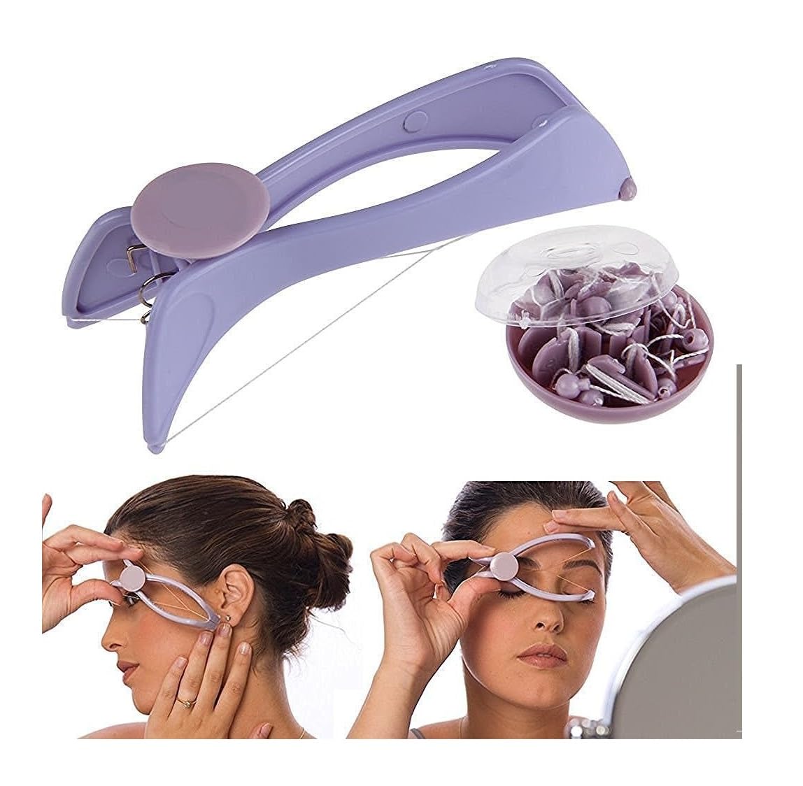 Slique Eyebrow Face & Body Hair Threading Epilator Kit - Non-Electric Hair Removal Tool for Women & Men - Perfect for Salon, Home Use & Travel