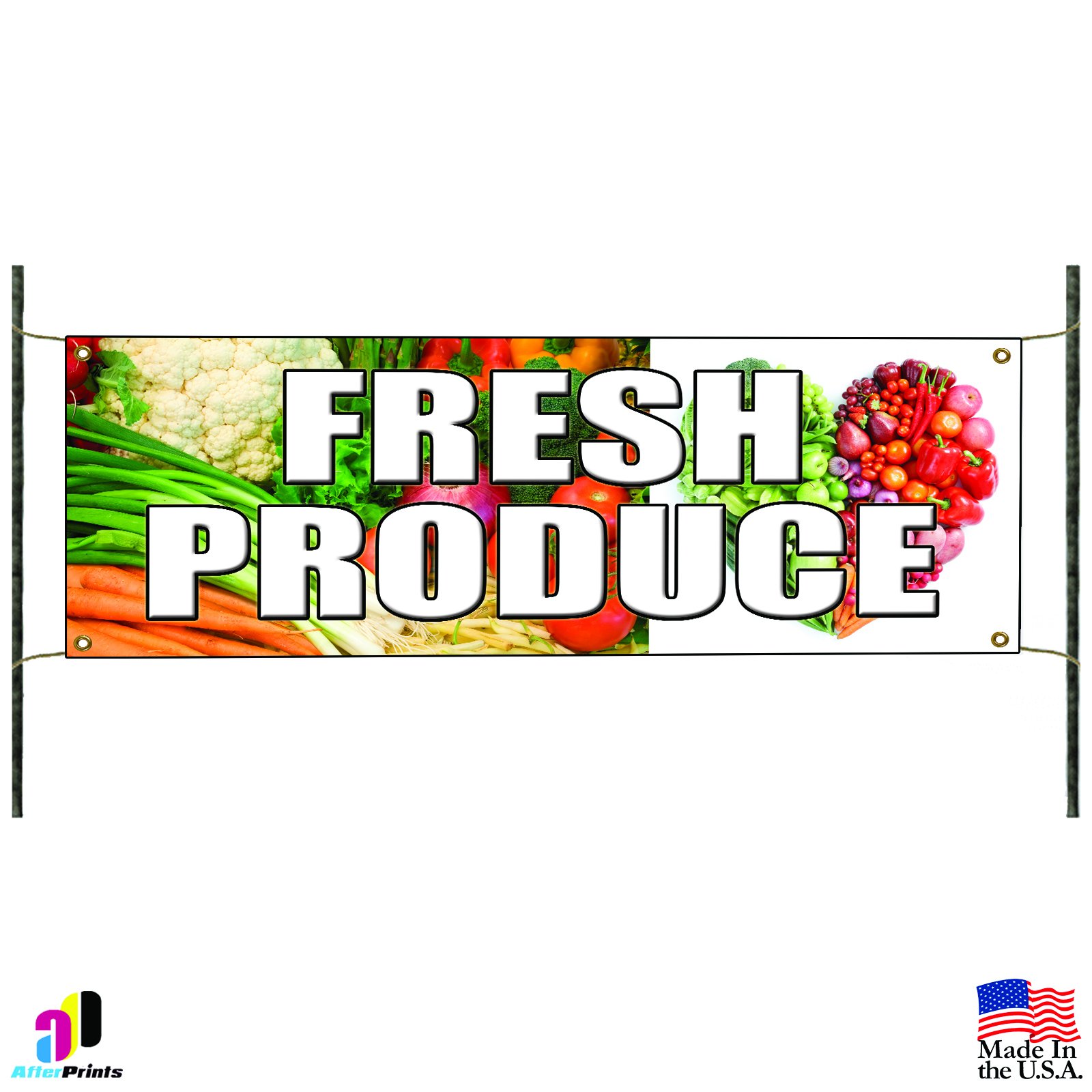Fresh Produce Advertising Vinyl Banner - Durable Custom Fruit & Vegetable Market Sign for Farmers Market, Grocery Store & Retail Business | Outdoor/Indoor Use
