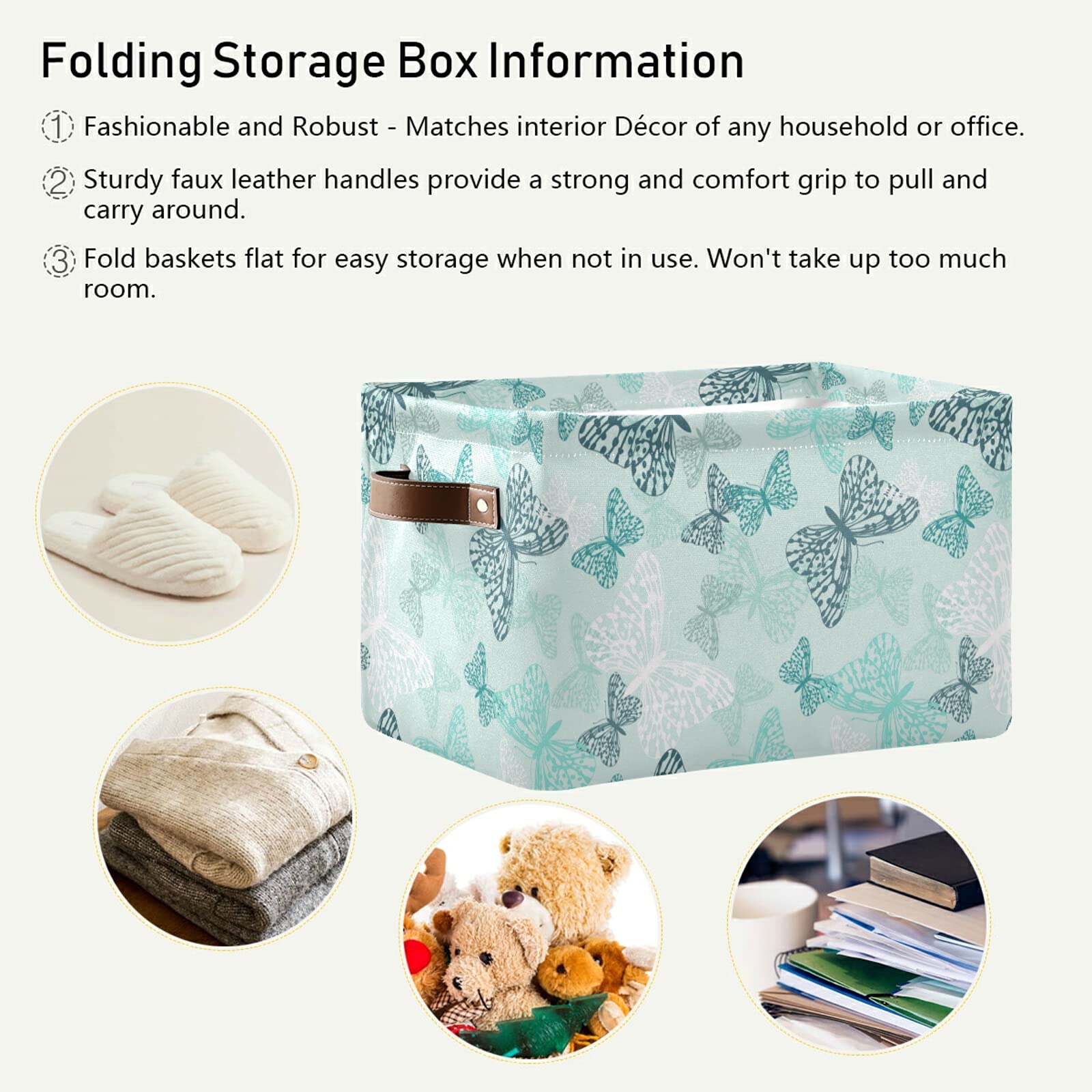 Foldable Fabric Storage Bin with Handles - Sturdy Collapsible Storage Basket Cube for Organizing Toys, Nursery, Closet, Bedroom & Office - Perfect for Home Organization & Space Saving (1-Pack)