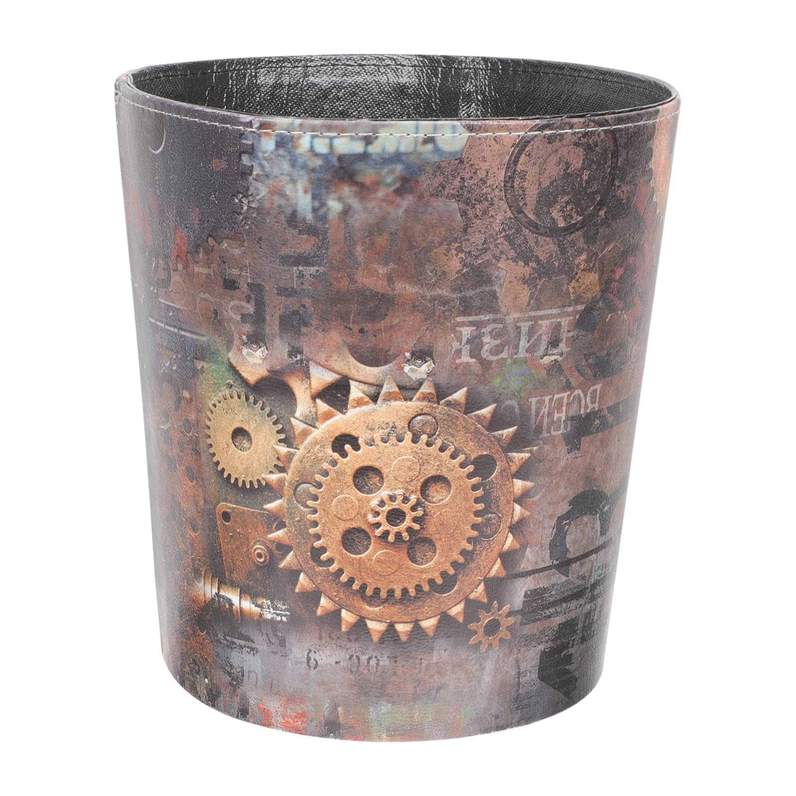 Vintage Leather Waste Basket - British Style Steampunk Trash Can for Kids Storage & Office Decor | Perfect for Home, Office & Classroom Organization