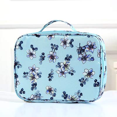 EEEZEEE Multi Travel Pouch - Heavy Duty Cosmetic Makeup Bag Organizer for Women (Blue Floral Design) - Perfect for Travel, Gym & Daily Essentials Storage