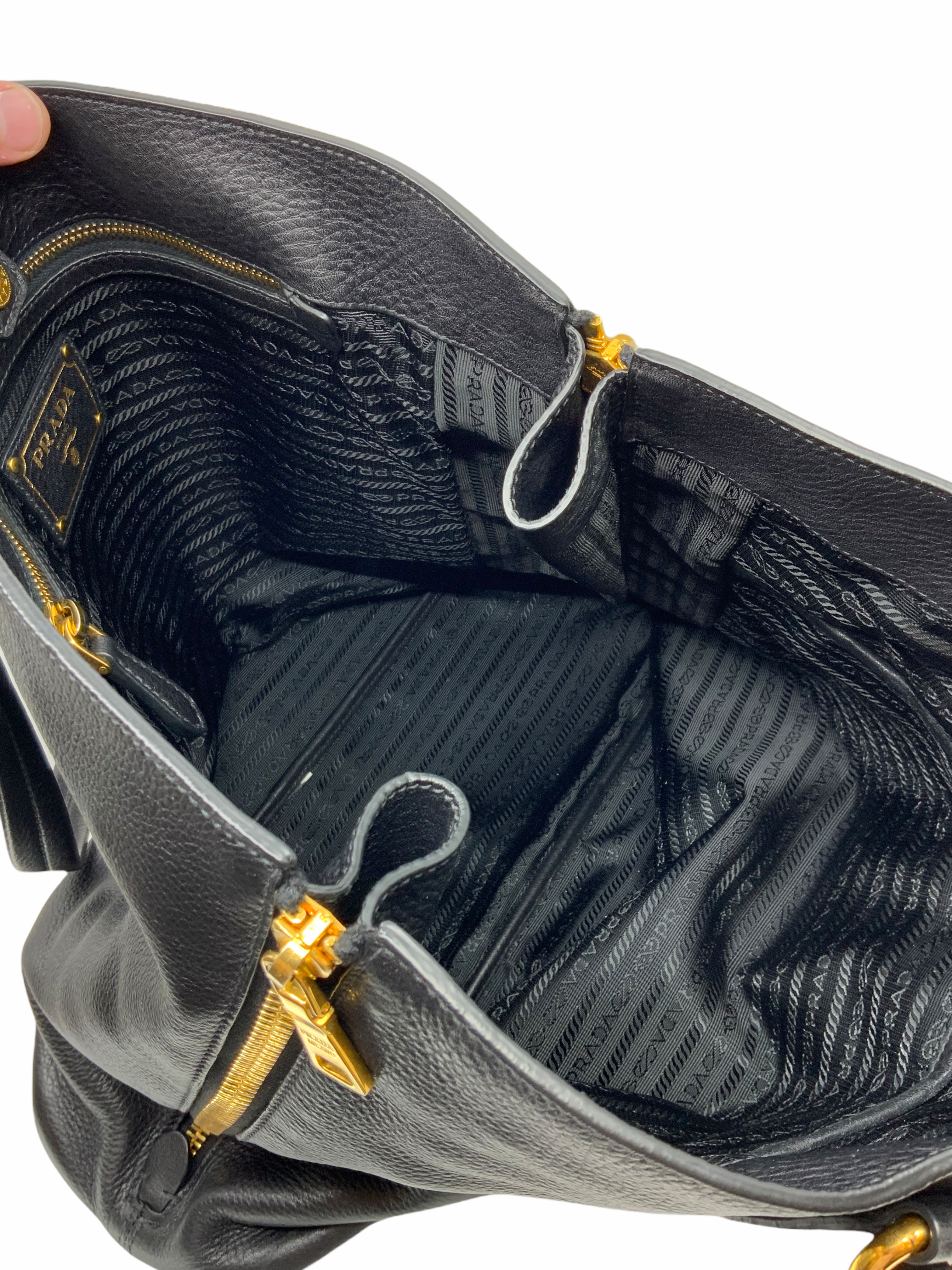 Prada Vitello Daino Leather Side Zip Tote Bag for Women - Luxury Designer Handbag with Zipper Closure - Perfect for Work, Travel & Everyday Use