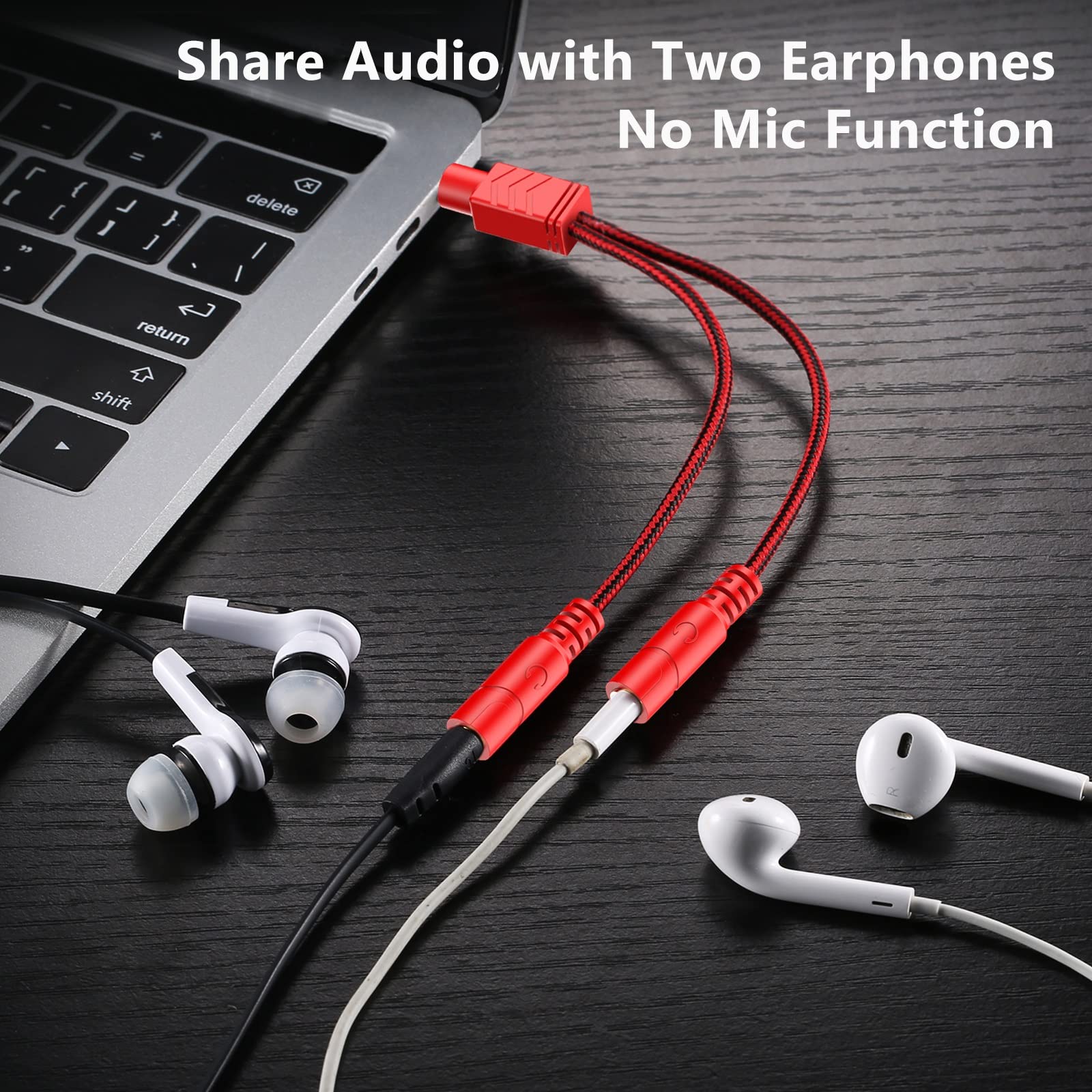 MillSO 3.5mm Audio Headphone Splitter - TRS Male to 2 Female Stereo Y Splitter Cable, 8inch, Dual Headphones & Speakers Compatible with Smartphone, MP3, Laptop, Tablet, PC - Perfect for Gaming, Travel & Office Use