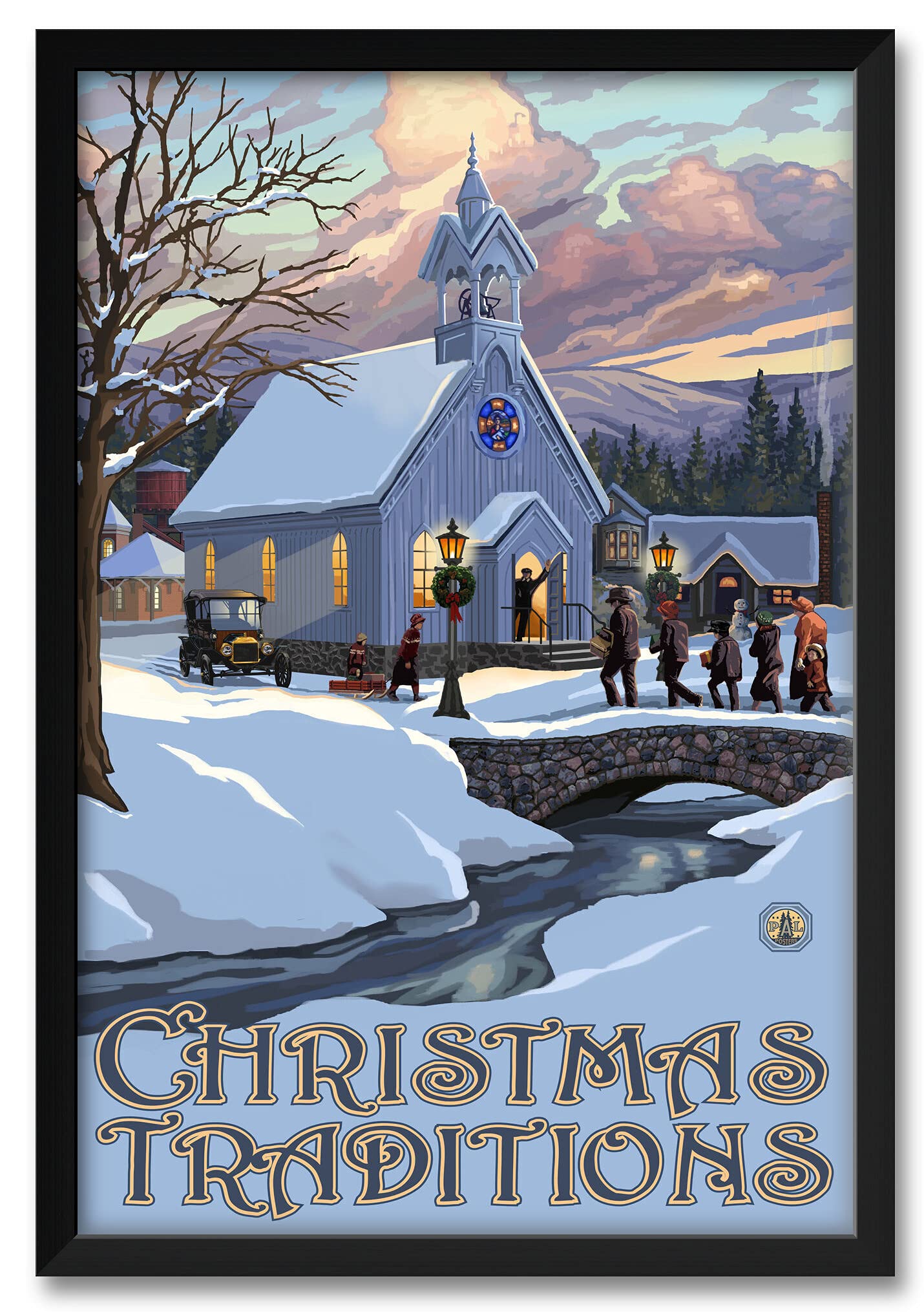 Paul A. Lanquist New England Christmas Framed Art Print - 26x38 Inch Professional Wall Decor - Perfect for Holiday Home Decor, Office & Gift Giving