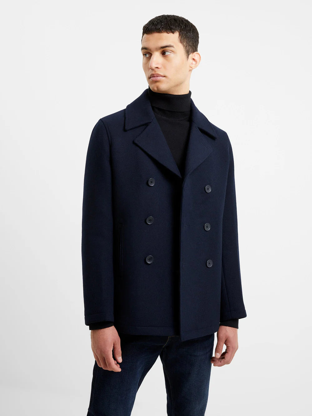 Stylish Double Breasted Peacoat for Men - Classic Winter Wool Coat with Notched Lapel | Perfect for Business, Office & Formal Occasions