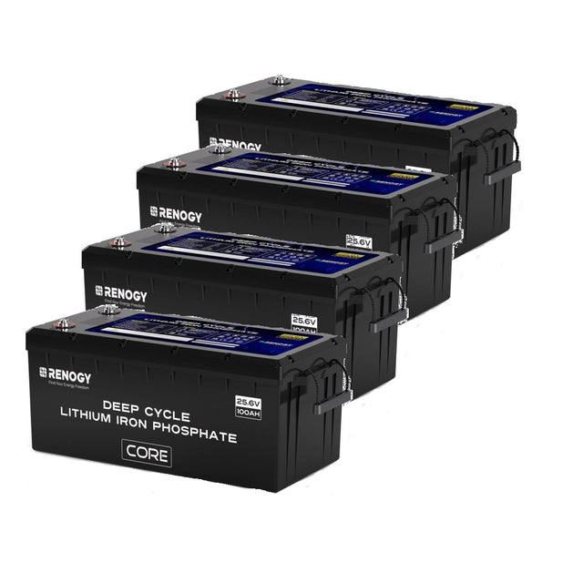 Renogy 24V 100Ah Core Series Deep Cycle LiFePO4 Battery for Solar Power Systems, RVs, Marine & Off-Grid Applications