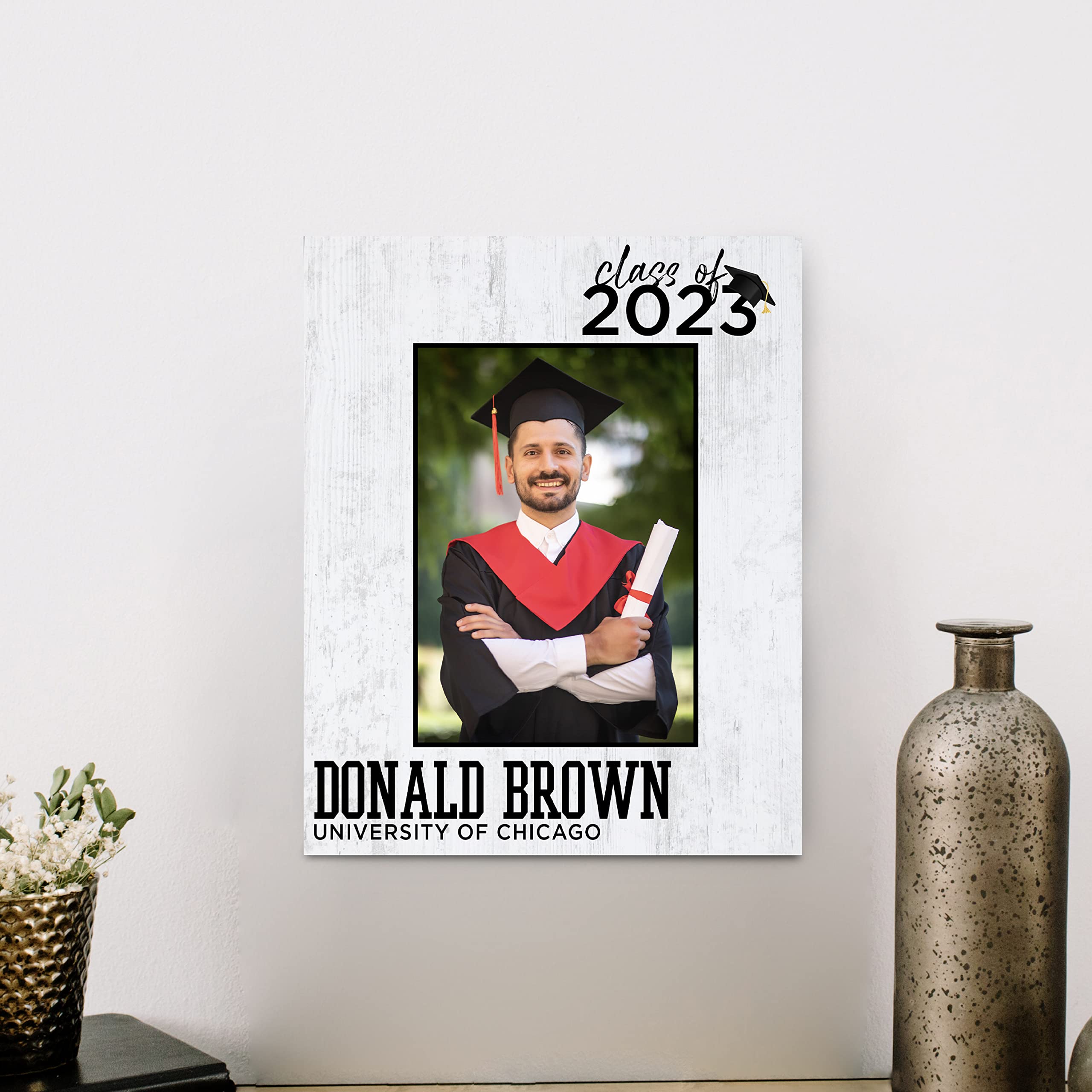 Personalized Graduation Picture Frame with Name & School - Custom 4x6 or 5x7 Photo Holder - Perfect Graduation Gift for High School, College & University Graduates (Class of 2023) - Great for Displaying Graduation Photos in Dorm Rooms, Offices or as Keepsake