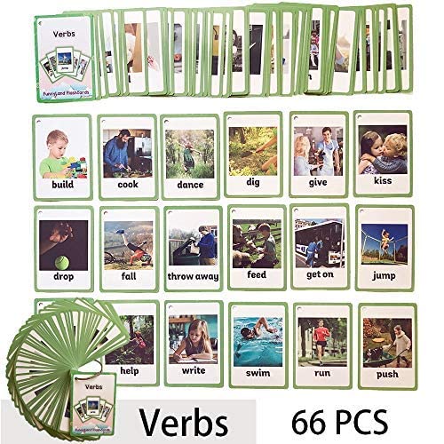 Educational English Verb Flash Cards for Kids - Preschool Learning Toys, Pocket-Sized Vocabulary Cards for Toddlers & Children | Perfect for Homeschooling, Classroom Activities & Early Childhood Development