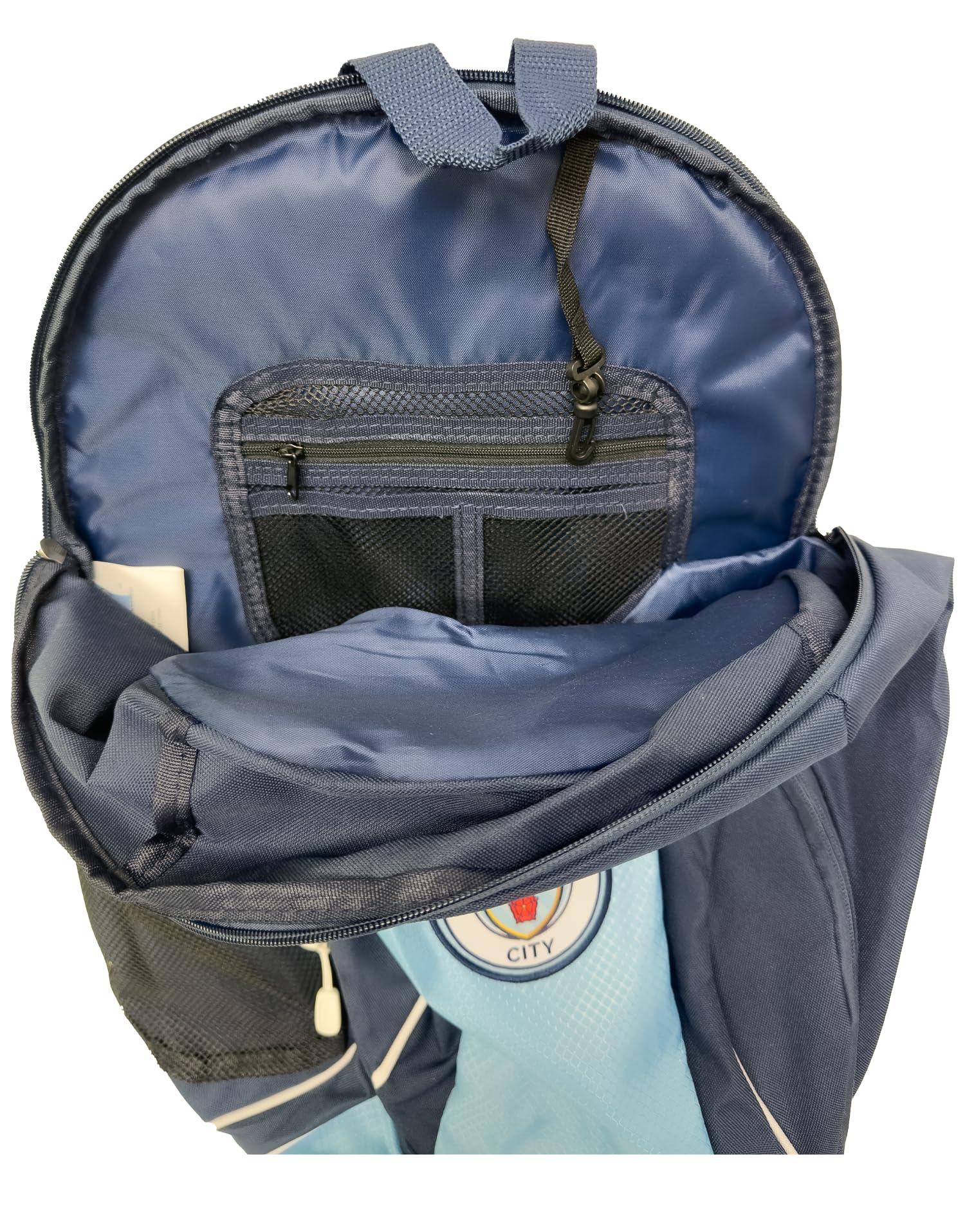 Official Manchester City Backpack for Adults - Licensed Soccer Backpack with Ball Compartment | Perfect for Training, Travel & Match Days