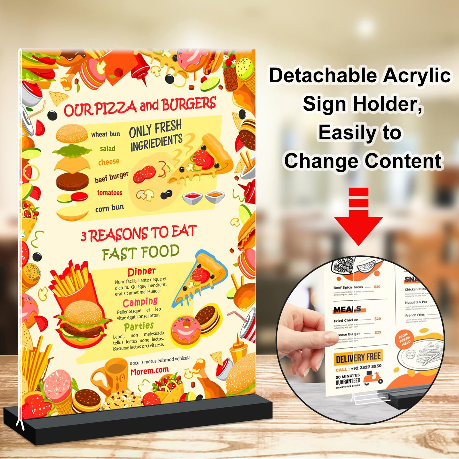 Seencool 8.5 x 11 Acrylic Sign Holders - 8 Pack Clear Plastic Flyer Display Stands with Vertical Base | Double Sided Picture Frame & Menu Holders for Office, Restaurant, Store & Home | Perfect for Tabletop Displays, Promotions & Information Signage