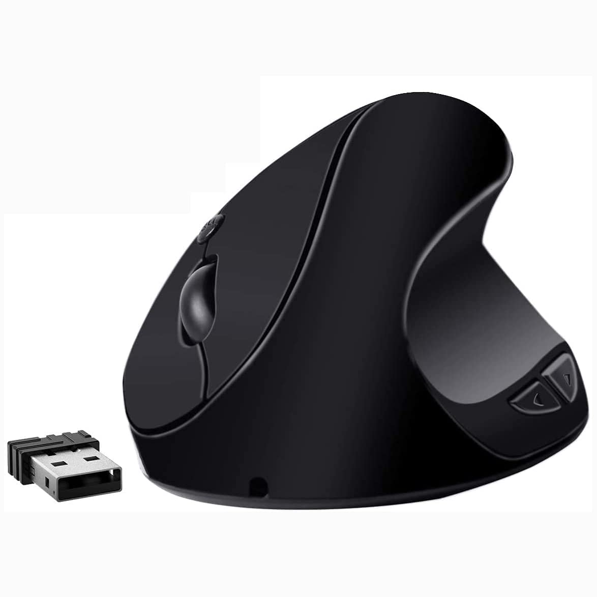 Wireless Vertical Ergonomic Mouse - Rechargeable 2.4G Silent Optical USB Mouse with Adjustable DPI (1000/1200/1600) & 6 Buttons for PC, Laptop, Desktop - Black | Perfect for Office Work, Gaming & Long Computer Sessions