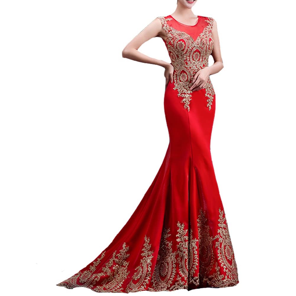 Elegant Gold Lace Mermaid Evening Dress for Women - Sexy Formal Corset Prom Gown for Special Occasions | Perfect for Weddings, Galas, and Red Carpet Events