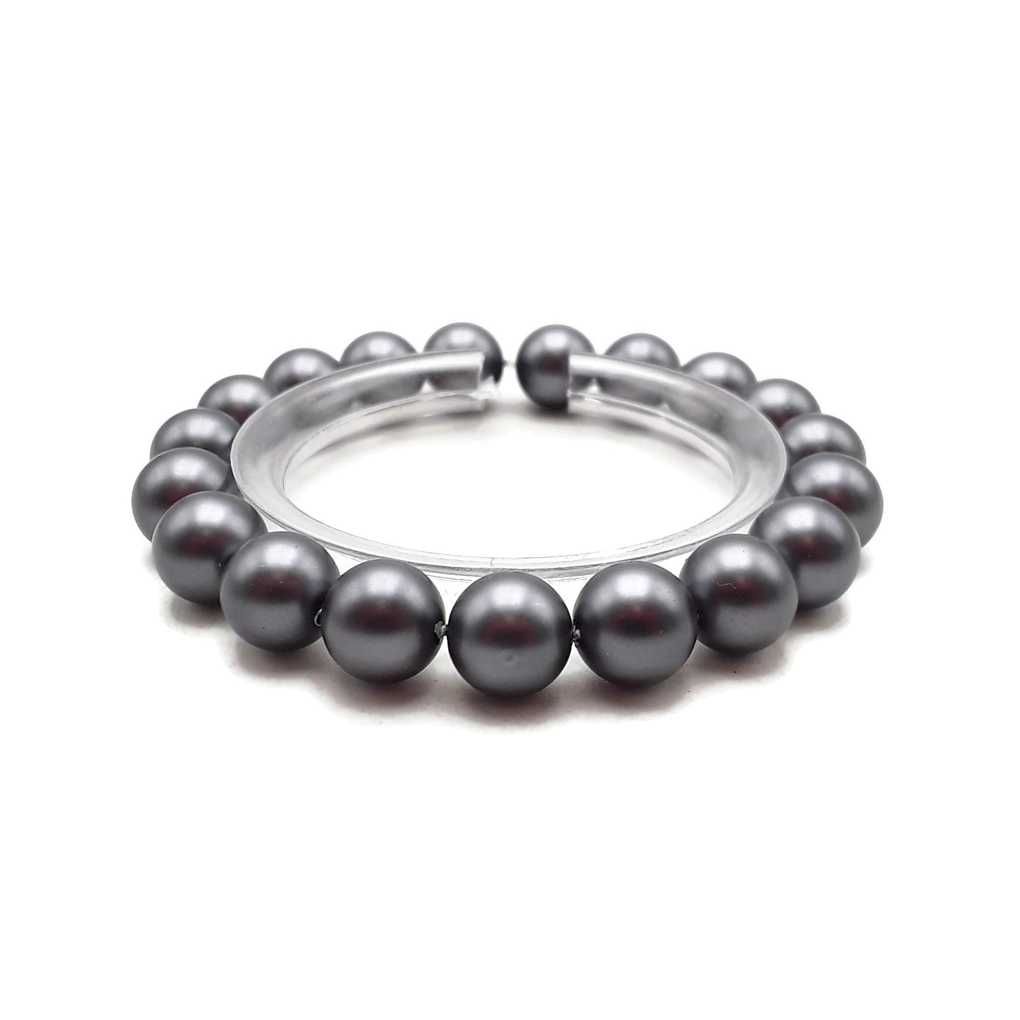 Gray Shell Pearl Bracelet - Matte Round Beads 8mm, 10mm, 7.5 Inch Length (209#) - Elegant Jewelry for Women, Perfect for Weddings, Parties & Everyday Wear