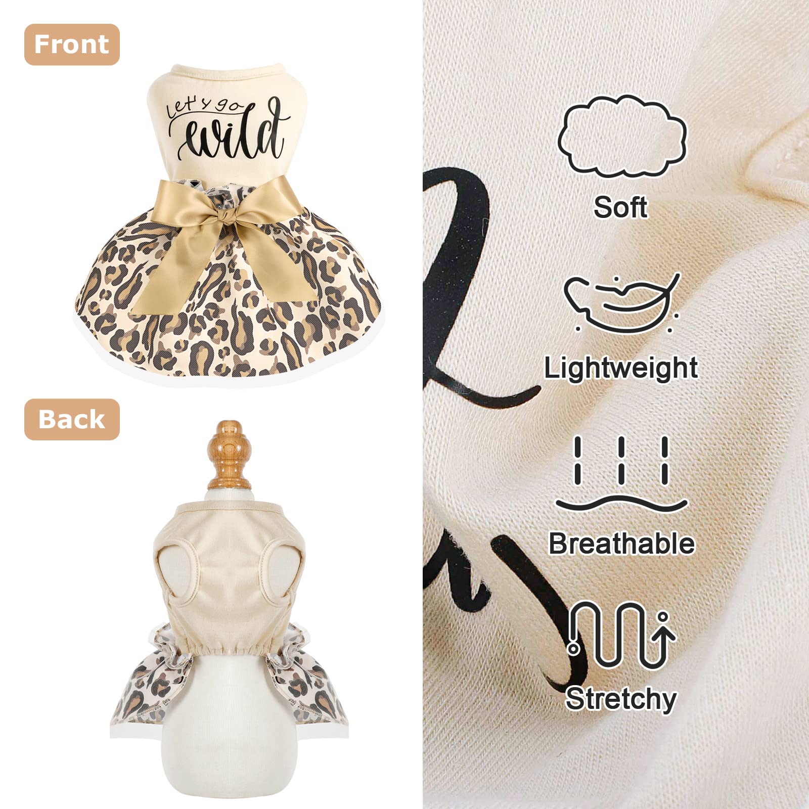 Cute Dog Dresses for Small Dogs & Puppies - Summer Tulle Pet Outfits for Girls, Leopard Print Cat & Dog Apparel | Perfect for Parties, Photos & Daily Wear