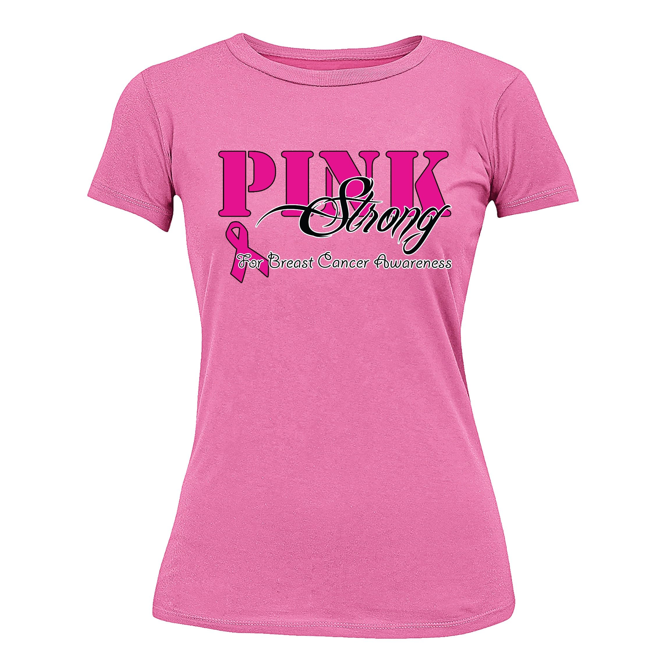 Pink Strong Breast Cancer Awareness T-Shirts for Women - October Support & Fundraising Shirt - Comfortable & Inspirational Tee for Survivors, Supporters & Events