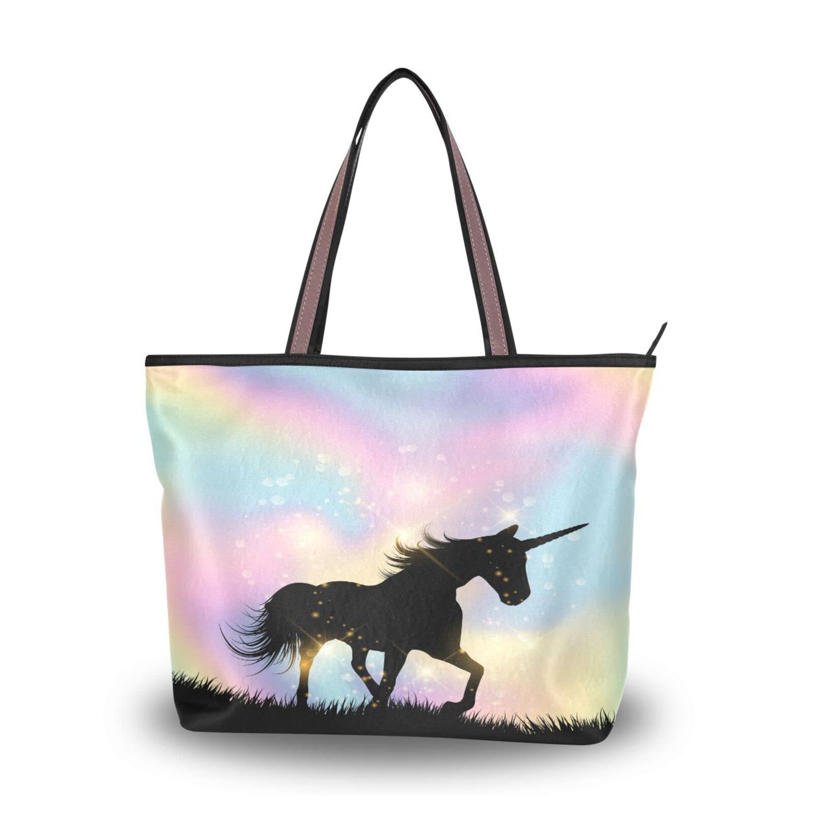 **Holographic Gradient Unicorn Tote Bag for Women - Stylish Shoulder Bag, Reusable Beach Bag & Travel Handbag - Perfect for Shopping, Beach Trips & Daily Use**