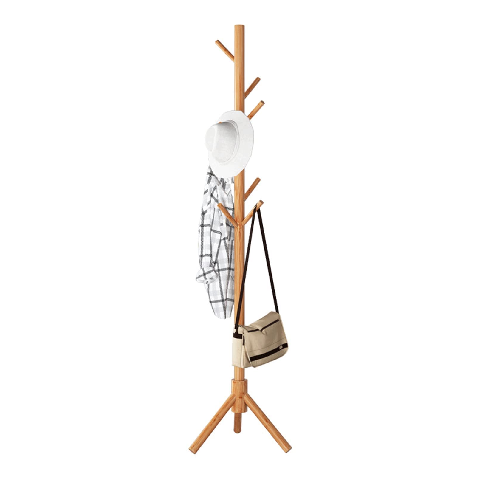 Modern Wooden Coat Rack Free Standing with 7 Hooks - Stylish Tree Clothes Hanger for Hats, Jackets & Accessories - Perfect for Hallway, Bedroom, Home Office & Entryway Organization
