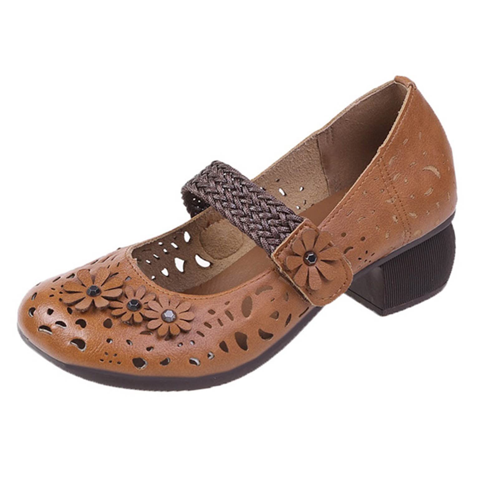 Stylish Casual Shoes for Men & Women - Summer Retro Floral Hollow-Out Comfortable Chunky Heel Fish Sandals | Perfect for Beach, Vacation, and Everyday Wear