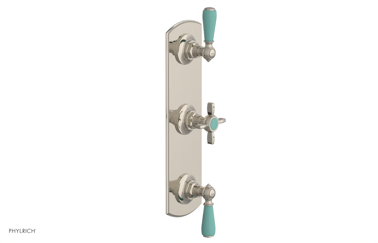 Jamestown Thermostatic Shower Valve with Dual Volume Control - Turquoise Accents (Model 4-740) for Modern Bathroom Renovations & Luxury Spa Experience