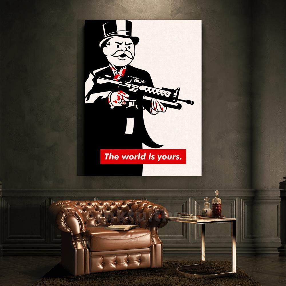 Inktuitive 'Uncle Montana' Motivational Wall Art - 16x12 Framed High-Resolution Canvas Print | Premium Mr. Monopoly & Pennybags Inspired Decor | Perfect for Home Office, Living Room & Game Room Wall Decor